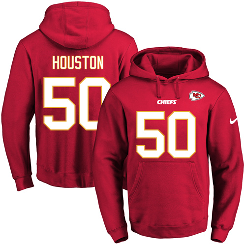 Nike Chiefs #50 Justin Houston Red Name & Number Pullover NFL Hoodie