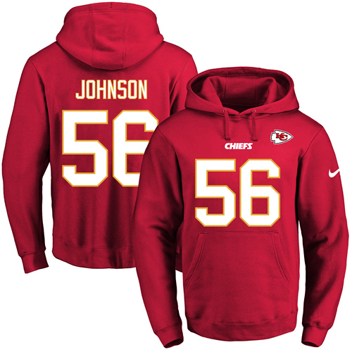 Nike Chiefs #56 Derrick Johnson Red Name & Number Pullover NFL Hoodie