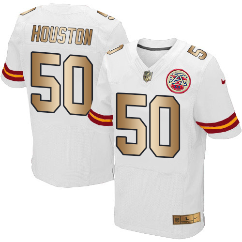 Nike Chiefs #50 Justin Houston White Men's Stitched NFL Elite Gold Jersey