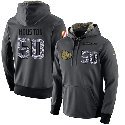 NFL Men's Nike Kansas City Chiefs #50 Justin Houston Stitched Black Anthracite Salute to Service Player Performance Hoodie