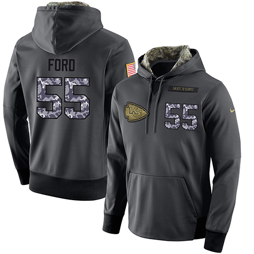 NFL Men's Nike Kansas City Chiefs #55 Dee Ford Stitched Black Anthracite Salute to Service Player Performance Hoodie