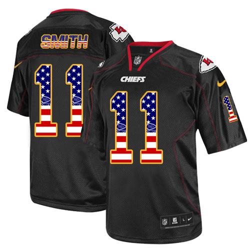 Nike Chiefs #11 Alex Smith Black Men's Stitched NFL Elite USA Flag Fashion Jersey