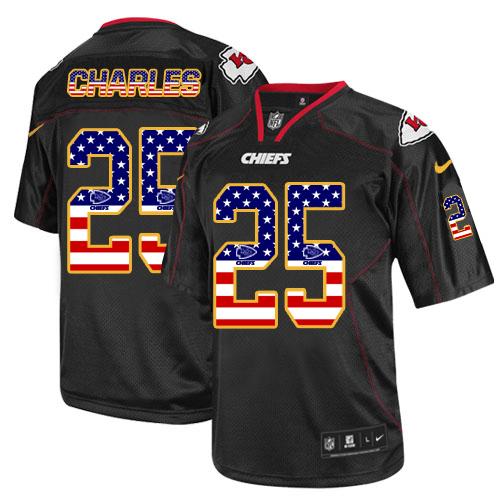 Nike Chiefs #25 Jamaal Charles Black Men's Stitched NFL Elite USA Flag Fashion Jersey