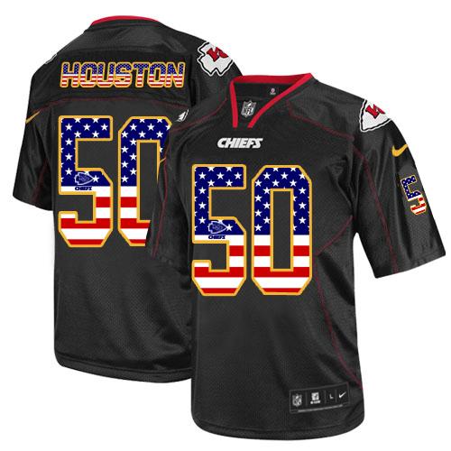 Nike Chiefs #50 Justin Houston Black Men's Stitched NFL Elite USA Flag Fashion Jersey