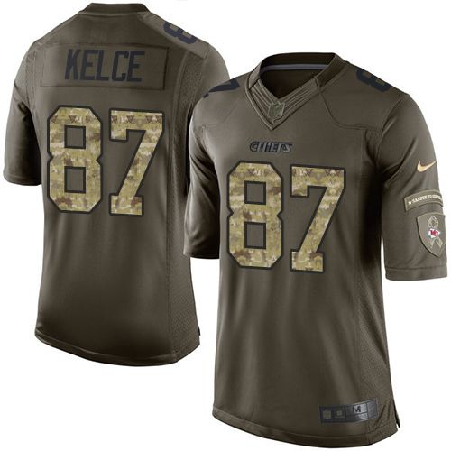 Nike Chiefs #87 Travis Kelce Green Men's Stitched NFL Limited Salute to Service Jersey