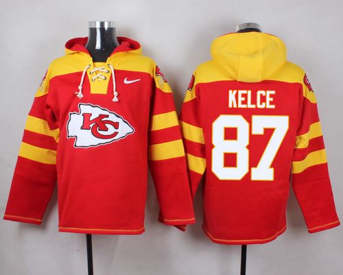Nike Chiefs #87 Travis Kelce Red Player Pullover NFL Hoodie