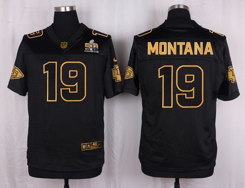 Nike Chiefs #19 Joe Montana Black Men's Stitched NFL Elite Pro Line Gold Collection Jersey