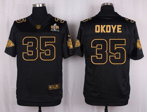 Nike Chiefs #35 Christian Okoye Black Men's Stitched NFL Elite Pro Line Gold Collection Jersey