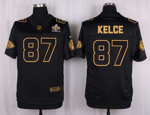 Nike Chiefs #87 Travis Kelce Black Men's Stitched NFL Elite Pro Line Gold Collection Jersey