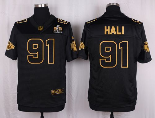 Nike Chiefs #91 Tamba Hali Black Men's Stitched NFL Elite Pro Line Gold Collection Jersey