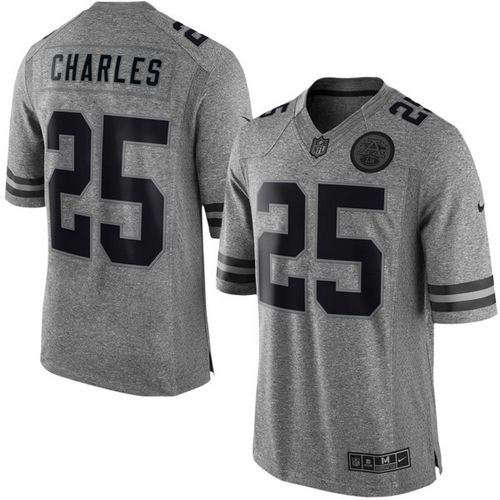 Nike Chiefs #25 Jamaal Charles Gray Men's Stitched NFL Limited Gridiron Gray Jersey