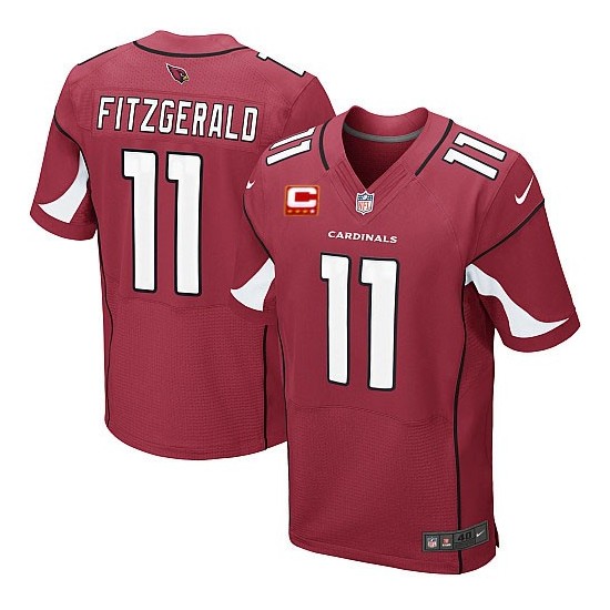 Men's Arizona Cardinals #11 Larry Fitzgerald with C patch Red Limited Stitched NFL Jersey