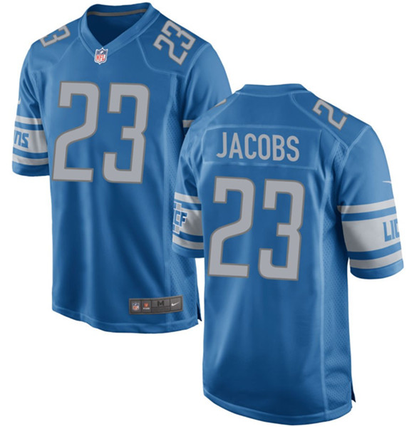 Men's Detroit Lions #23 Jerry Jacobs Blue Football Stitched Game Jersey