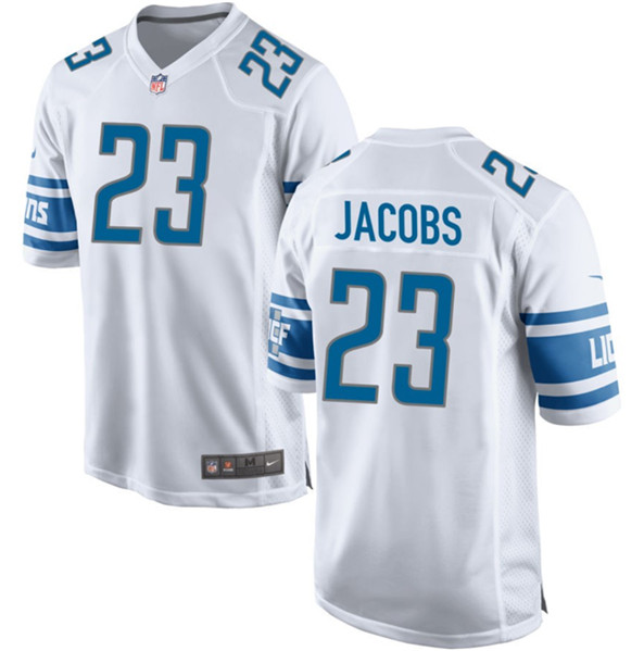 Men's Detroit Lions #23 Jerry Jacobs White Football Stitched Game Jersey