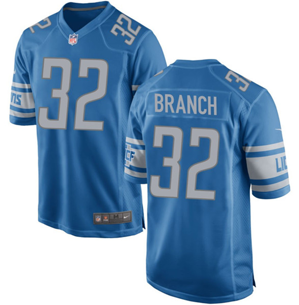 Men's Detroit Lions #32 Brian Branch Blue Football Stitched Game Jersey