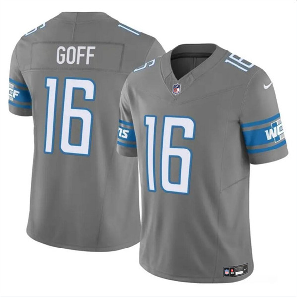 Men's Detroit Lions #16 Jared Goff Gray 2023 F.U.S.E. Vapor Untouchable Limited Stitched Jersey