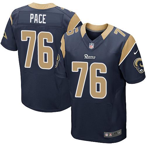 Nike Rams #76 Orlando Pace Navy Blue Team Color Men's Stitched NFL Elite Jersey