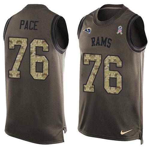 Nike Rams #76 Orlando Pace Green Men's Stitched NFL Limited Salute To Service Tank Top Jersey