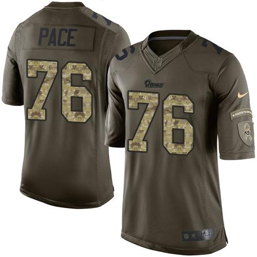 Nike Rams #76 Orlando Pace Green Men's Stitched NFL Limited Salute to Service Jersey