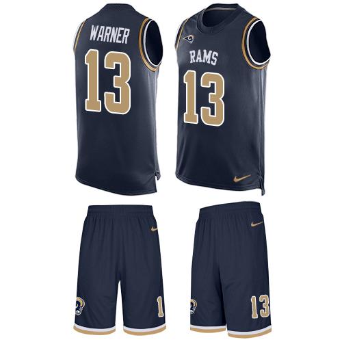 Nike Rams #13 Kurt Warner Navy Blue Team Color Men's Stitched NFL Limited Tank Top Suit Jersey