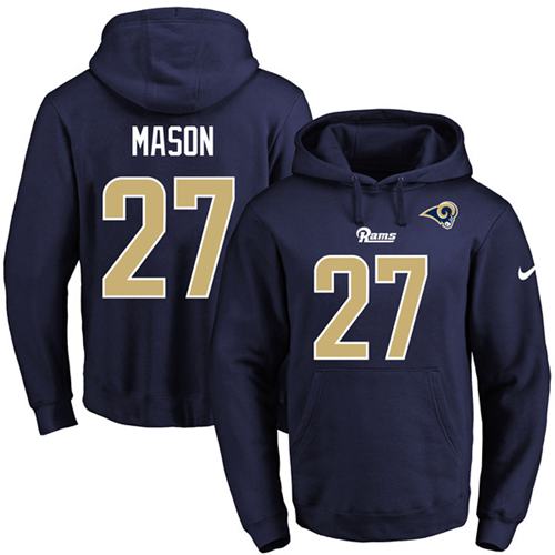 Nike Rams #27 Tre Mason Navy Blue Name & Number Pullover NFL Hoodie