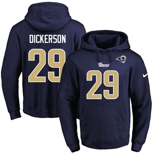 Nike Rams #29 Eric Dickerson Navy Blue Name & Number Pullover NFL Hoodie
