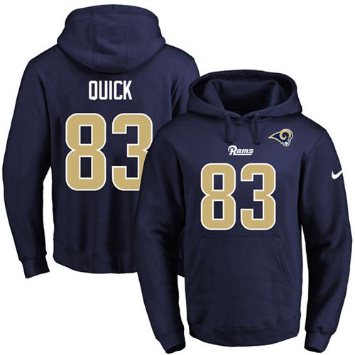 Nike Rams #83 Brian Quick Navy Blue Name & Number Pullover NFL Hoodie