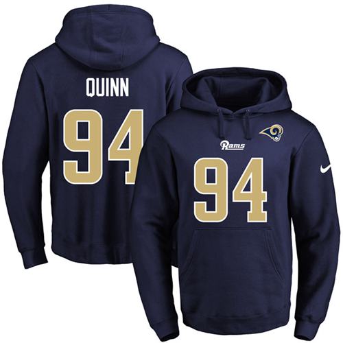 Nike Rams #94 Robert Quinn Navy Blue Name & Number Pullover NFL Hoodie