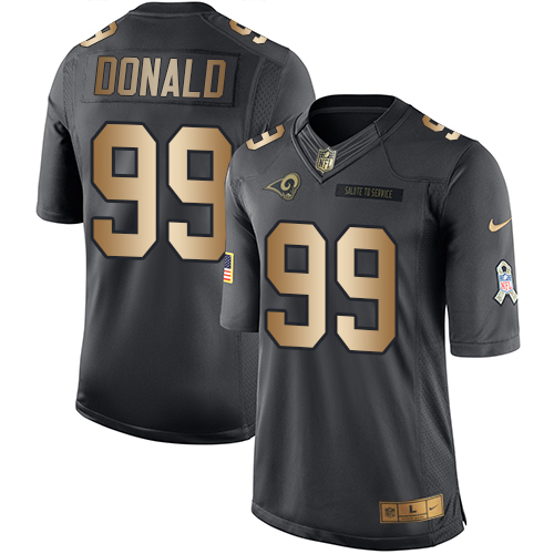 Nike Rams #99 Aaron Donald Black Men's Stitched NFL Limited Gold Salute To Service Jersey