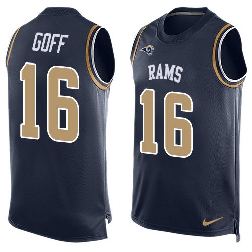 Nike Rams #16 Jared Goff Navy Blue Team Color Men's Stitched NFL Limited Tank Top Jersey