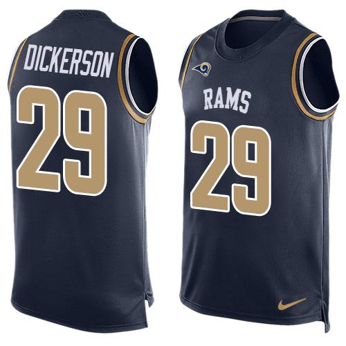 Nike Rams #29 Eric Dickerson Navy Blue Team Color Men's Stitched NFL Limited Tank Top Jersey