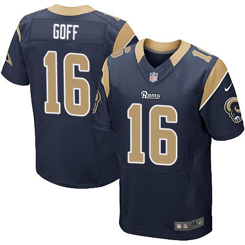 Nike Rams #16 Jared Goff Navy Blue Team Color Men's Stitched NFL Elite Jersey