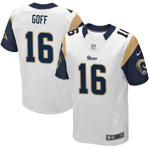 Nike Rams #16 Jared Goff White Men's Stitched NFL Elite Jersey