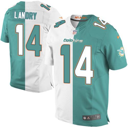 Nike Dolphins #14 Jarvis Landry Aqua Green/White Men's Stitched NFL Elite Split Jersey