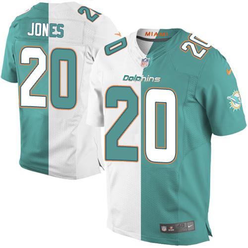 Nike Dolphins #20 Reshad Jones Aqua Green/White Men's Stitched NFL Elite Split Jersey