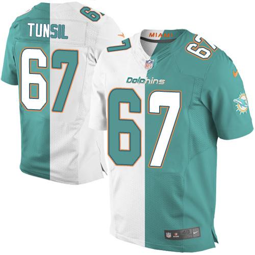Nike Dolphins #67 Laremy Tunsil Aqua Green/White Men's Stitched NFL Elite Split Jersey