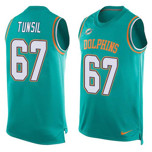Nike Dolphins #67 Laremy Tunsil Aqua Green Team Color Men's Stitched NFL Limited Tank Top Jersey