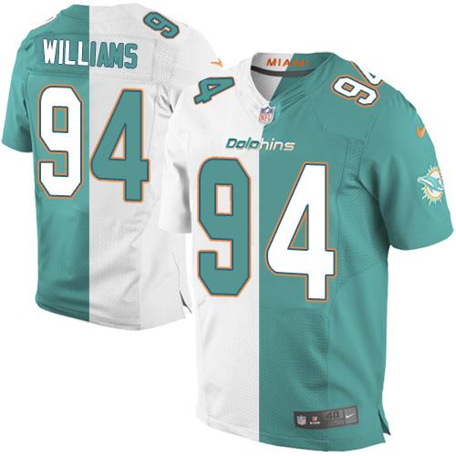 Nike Dolphins #94 Mario Williams Aqua Green/White Men's Stitched NFL Elite Split Jersey