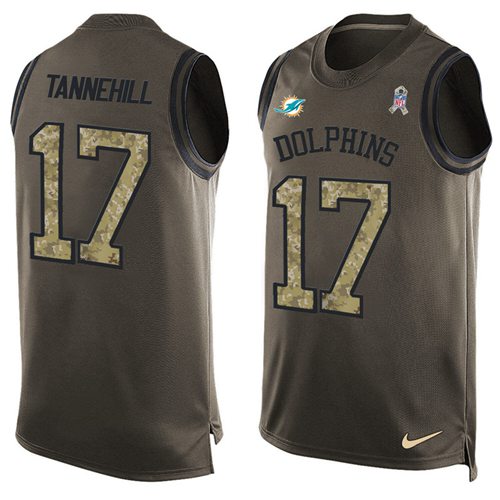 Nike Dolphins #17 Ryan Tannehill Green Men's Stitched NFL Limited Salute To Service Tank Top Jersey