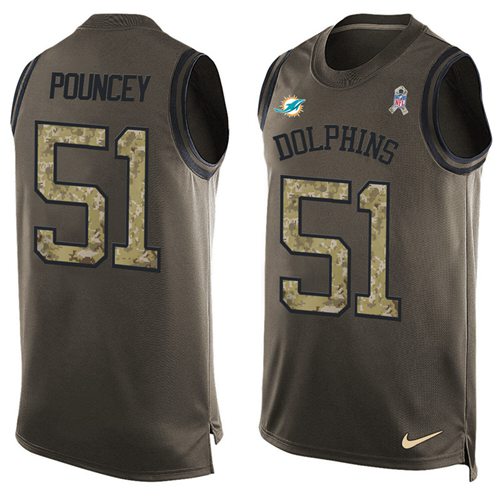 Nike Dolphins #51 Mike Pouncey Green Men's Stitched NFL Limited Salute To Service Tank Top Jersey