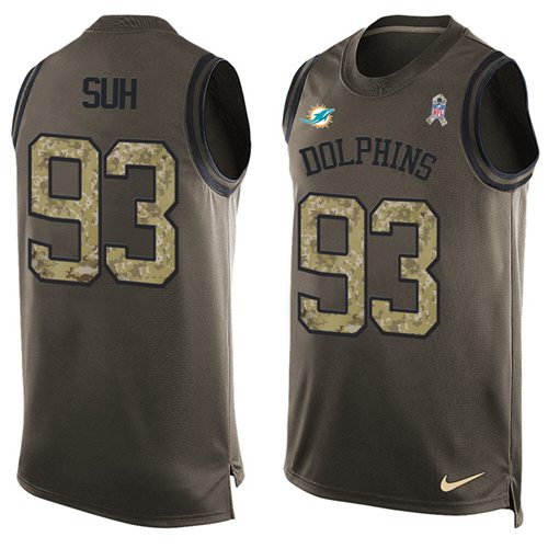 Nike Dolphins #93 Ndamukong Suh Green Men's Stitched NFL Limited Salute To Service Tank Top Jersey