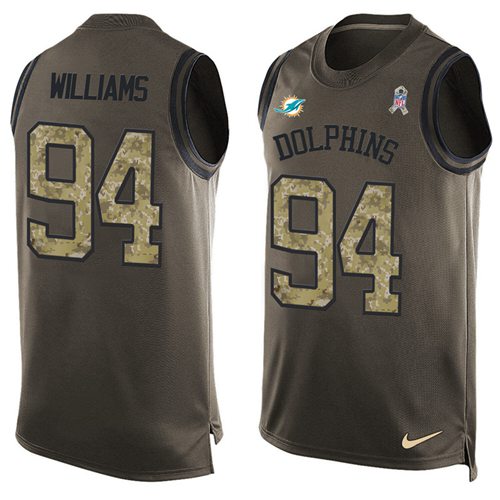 Nike Dolphins #94 Mario Williams Green Men's Stitched NFL Limited Salute To Service Tank Top Jersey