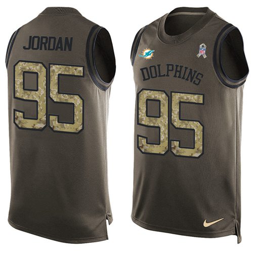 Nike Dolphins #95 Dion Jordan Green Men's Stitched NFL Limited Salute To Service Tank Top Jersey