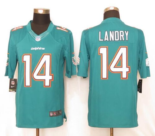 Nike Dolphins #14 Jarvis Landry Aqua Green Team Color Men's Stitched NFL Limited Jersey