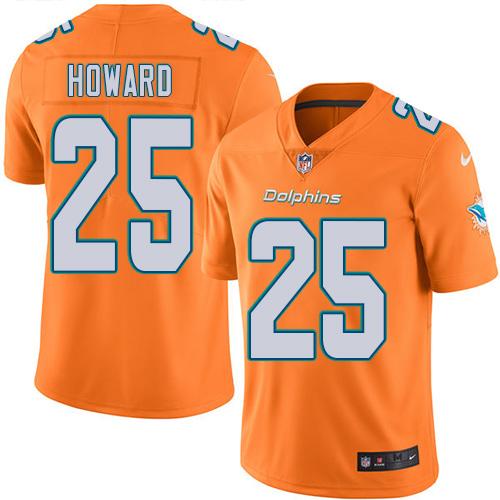 Nike Dolphins #25 Xavien Howard Orange Men's Stitched NFL Limited Rush Jersey