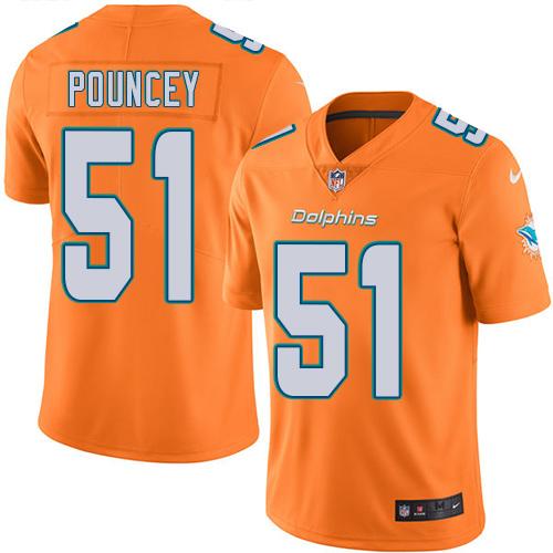 Nike Dolphins #51 Mike Pouncey Orange Men's Stitched NFL Limited Rush Jersey