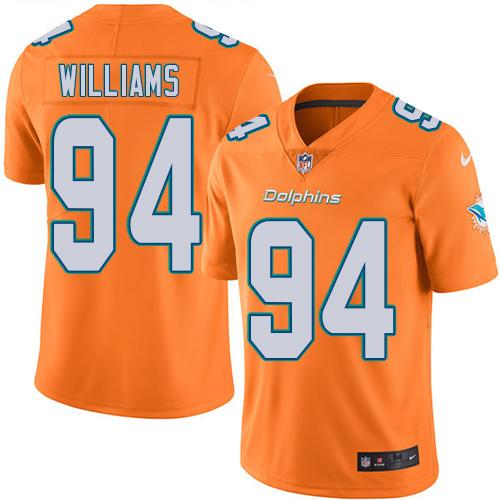 Nike Dolphins #94 Mario Williams Orange Men's Stitched NFL Limited Rush Jersey