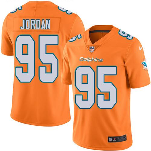 Nike Dolphins #95 Dion Jordan Orange Men's Stitched NFL Limited Rush Jersey
