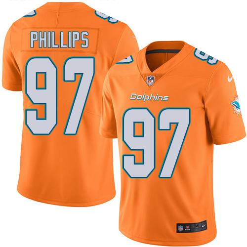 Nike Dolphins #97 Jordan Phillips Orange Men's Stitched NFL Limited Rush Jersey