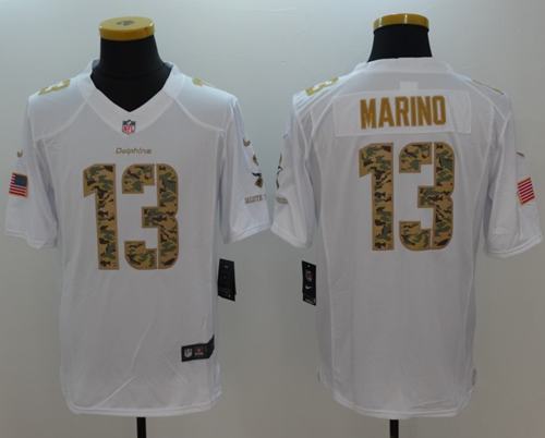 Nike Dolphins #13 Dan Marino White Men's Stitched NFL Limited Salute to Service Jersey